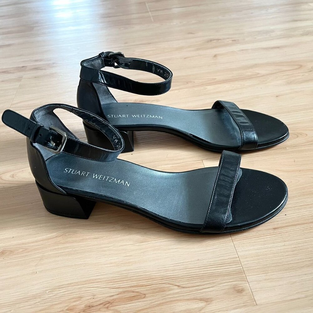 Stuart Weitzman Simple Ii Block Heel Leather Sand… - image 5
